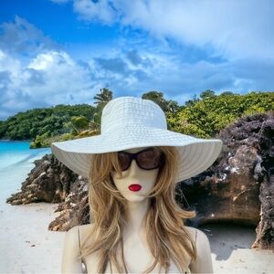 Vintage Bucket Hat San Diego Hat Co Sun Hat White Fabric Hat Women’s Beach Hat